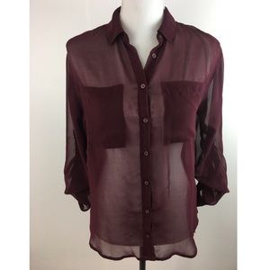 Garage My Perfect Sheer Maroon Blouse